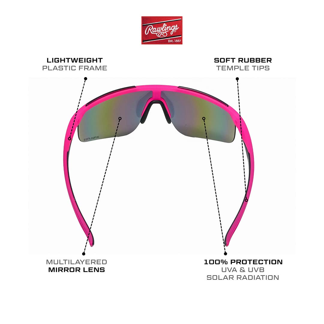Rawlings Retro Vaporwave Baseball Shield Sunglasses Neon Pink Sunset