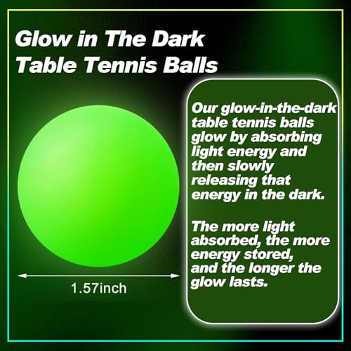 Glow in the Dark Table Tennis Balls - 12 Pack Green