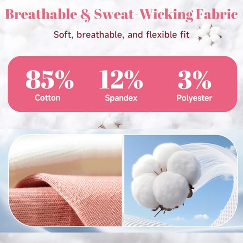 Non-Slip Pilates Grip Socks for Women - 4 Pair Athletic Crew Set for Yoga