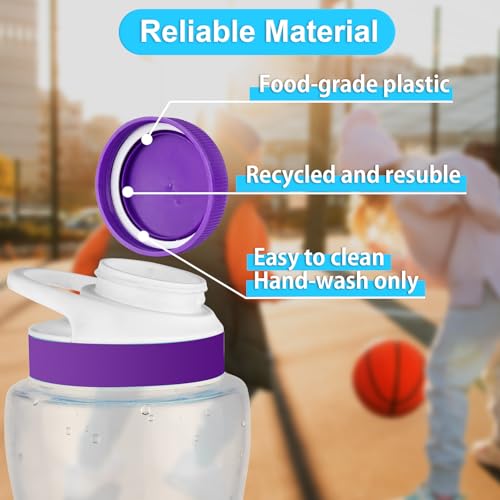 Leak-Proof Replacement Caps for Water Bottles - 4 Pack - Purple & White