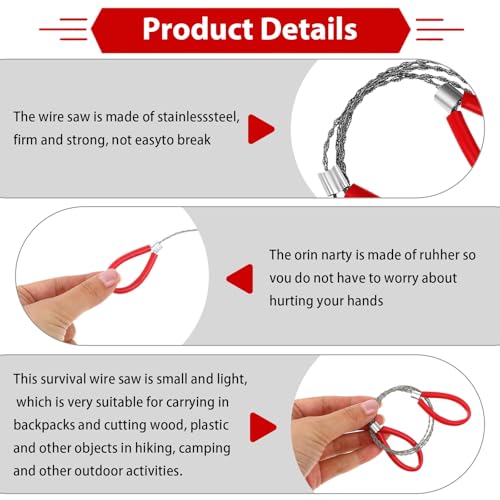 4PCS Stainless Steel Wire Saw Set - Mini Camping Saws for Survival