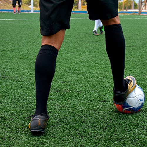 HAPYCEO Soccer Knee-High Socks 2P Black/2P (2, 6, 12 Pairs) for Baseball/Softball/Football