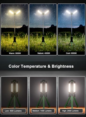 CuLiDing Green Telescopic Camping Light 2500 Lumens Rechargeable 15000mAh