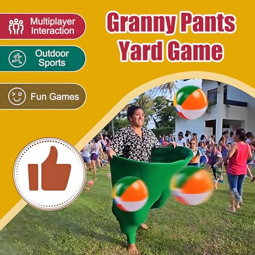 Outdoor Granny Pants Toss Game Set with 16 Bouncy Balls & 2 Air Pumps - Green & Light Blue