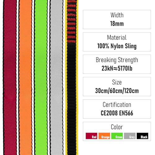 18mm Nylon Climbing Sling - 23KN Certified Webbing Strap
