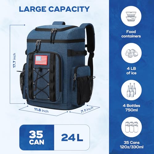 Maelstrom 35-Can Insulated Backpack Cooler, Leakproof Blue