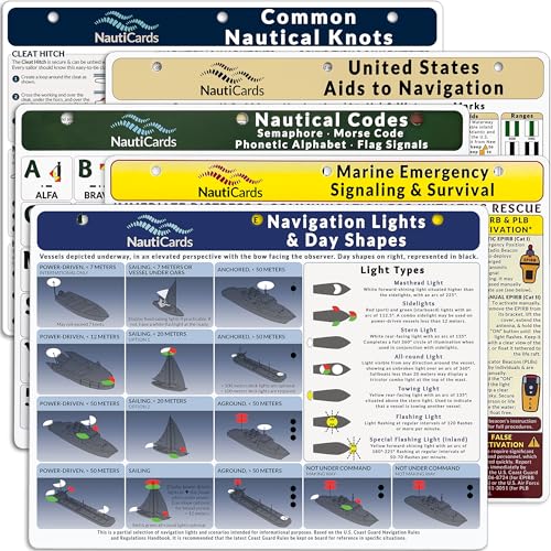 NautiCards 5-Pack Marine Boating Guides Waterproof Set for Sailors & Boat Owners