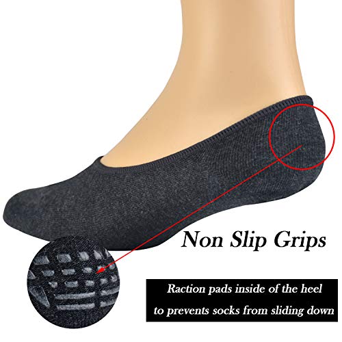JORMATT Men's & Women's No Show Cotton Invisible Low Cut Socks 6 Pairs Black, White, Grey