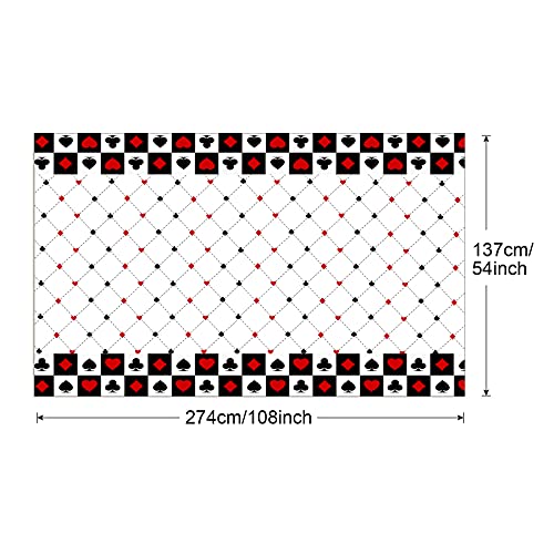 Casino Theme Tablecloths - 2 Pack Disposable Poker Covers, 51x86in