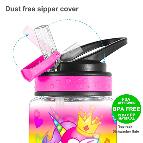 15oz Unicorn Water Bottle for Kids - BPA Free, Leak Proof