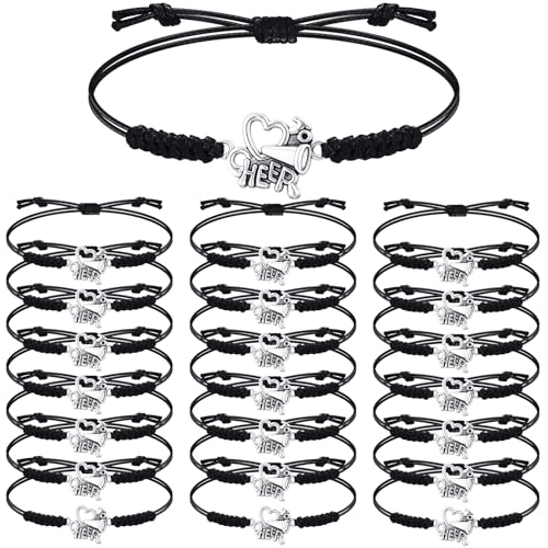 20 Pcs Cheerleader Charm Bracelets - Adjustable Team Jewelry