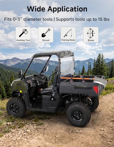 KEMIMOTO Ratcheting UTV Tool Rack with Quick Release & Adjustable Grip