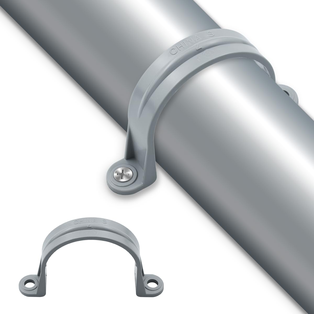 LOUZAGO 12 Pcs 2 Inch PVC Pipe Straps, 2 Holes Conduit Pipe Clamps Pipe Supports, Plastic Conduit Strap for PVC Pipes, Conduit, Cables