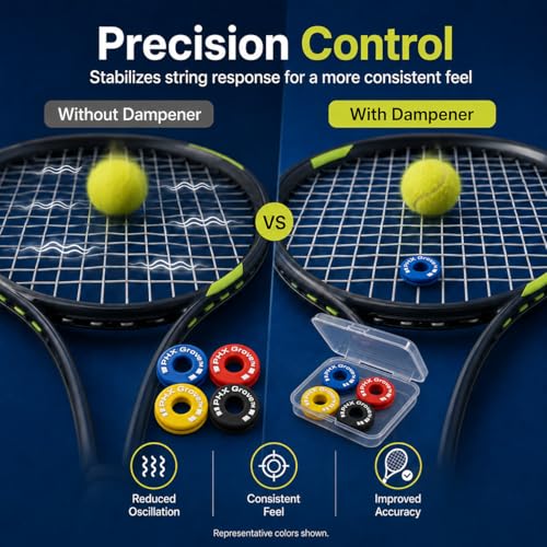 Tire-Shaped Tennis Racket Vibration Dampeners - 2 Pack Red/Blue/Yellow/Black