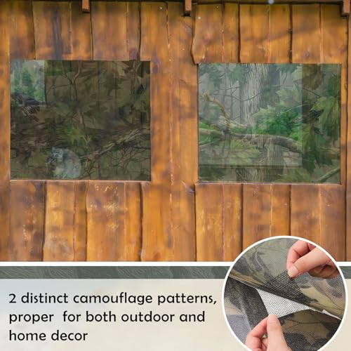 RoundFunny 25x59 in 2-Piece Woodland Camo Window Film Cover for Hunting Blind