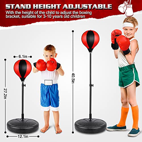 NATGGZ Red Punching Bag Set with Boxing Gloves for Kids 3-8+
