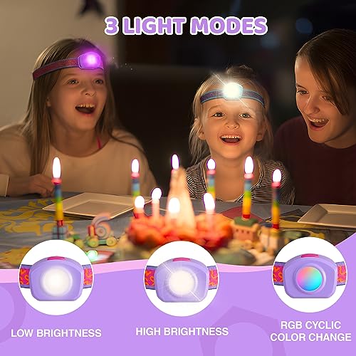 Rechargeable Kids Headlamp with RGB LED Light - Sweety