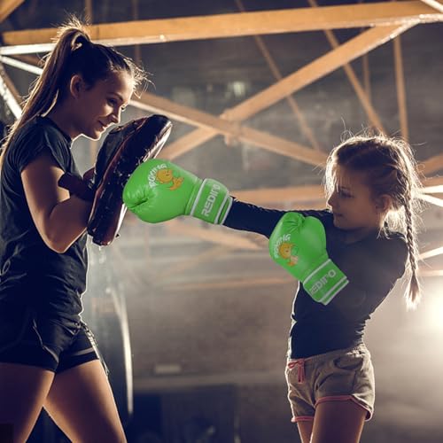 Kids Boxing Gloves - Youth Training Sparring Gloves 6OZ Green