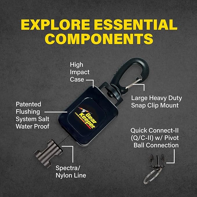Gear Keeper Scuba Retractable Lanyard for Dive Console & Depth Gauge - Chest Mount Mini, Hd Rotating Snap Clip