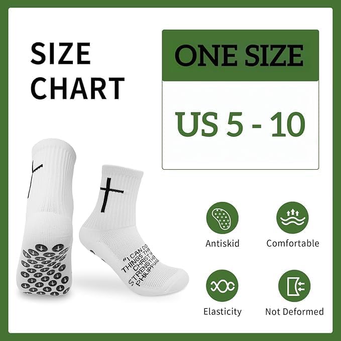 Youth Grip Soccer Socks - Anti-Slip with Bible Matthew 19:26