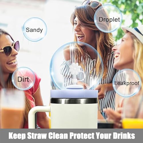 Straw Covers for Stanley Cups - 4 PCS Colorful Flower Design