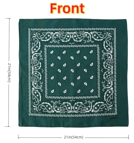 100% Cotton Bandanas - 21.5 x 21.5 Inch Unisex Headwraps, Set of 6