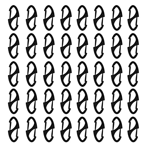 Patscorai S-Shaped Dual Gate Carabiner Keychain Set - 40 pcs, 1.6in (Black/40.0) for Camping Hiking