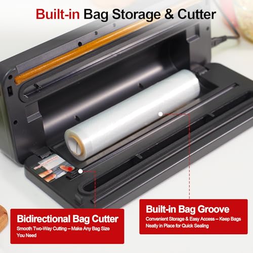 DSKiley Grey Vacuum Sealer Machine for Food Preservation, 80kPa Powerful Suction