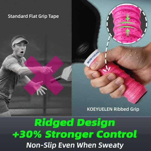 Ribbed Pickleball Overgrip Tape - Non-Slip Sweat-Wicking - 3 PCS Black/White/Gray