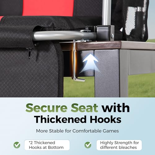 Extra Wide Padded Stadium Seats with Back Support - Black & Red