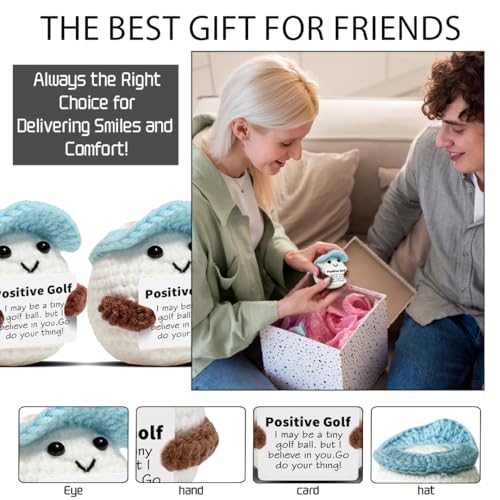 Mini Crochet Golf Ball with Positive Card - Gift for Men