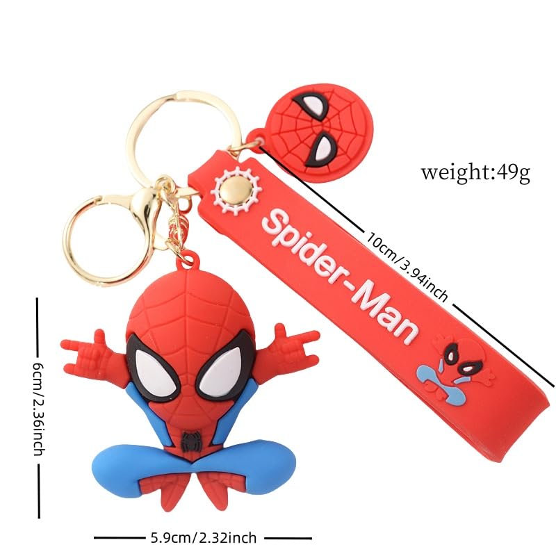 4pcs Kawaii Spider Keychains for Backpack & Car Decor - Cute Cartoon Accessories