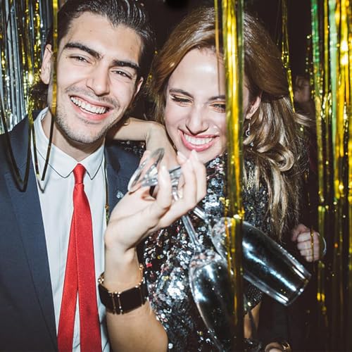 Gold Foil Fringe Backdrop - 2 Pack Tinsel Streamers for Party Decorations
