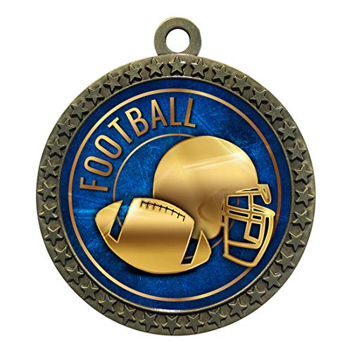 Gold Football Medals Award with Neck Ribbon - Style 10