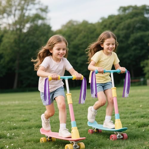 Kids Bike Streamers - Bright Purple & White Handlebar Tassels