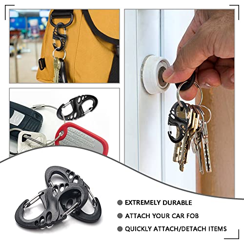 12 Pack Black 2" Plastic Carabiner Clips - Keychain Hooks