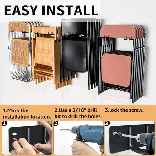 YYR Folding Chair Storage Rack, Garden Tool & Foldable Chairs Organizer Hangers for Garage Organization, Lawn, Beach, Camping, Yard Chairs Hooks Wall Mount, Soild Metal Max Load 240 LBS - 2 Pack