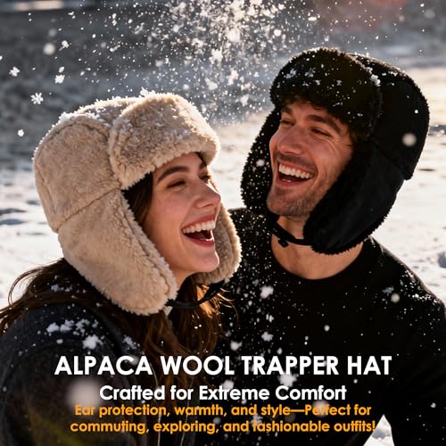 Faux Alpaca Wool Trapper Hat for Men & Women - Grey