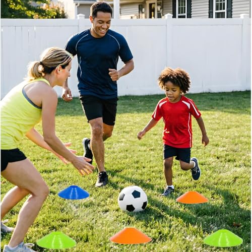 Agility Training Cones Set - 50 Pcs with Carry Bag & Holder - 5 Colors