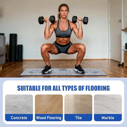 Non-Slip Squat Mat with Foot Position - Grey Exercise Mat