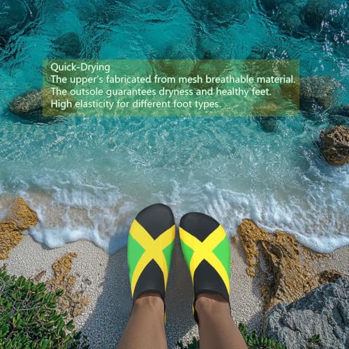 VOARYISA Water Shoes for Women & Men Quick-Dry Beach Surf Yoga Jamaica Flag 9.5-10.5 Women / 8.5-9.5 Men