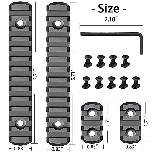 Picatinny Accessory Rail - 13 Slots - Polymer - Black - 4 Pack