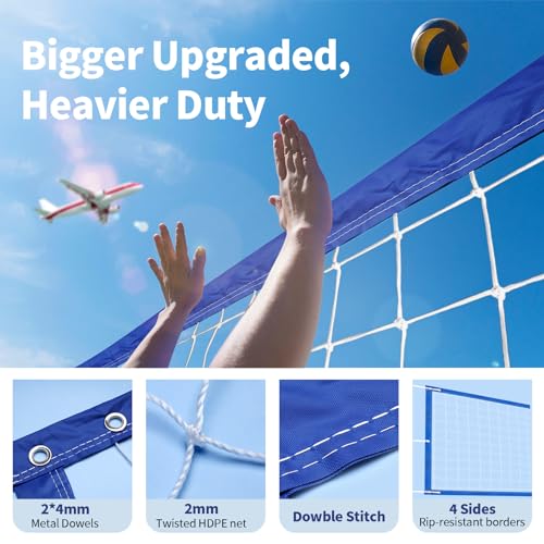 Heavy Duty Volleyball Net - All Weather, 32x3FT - Blue