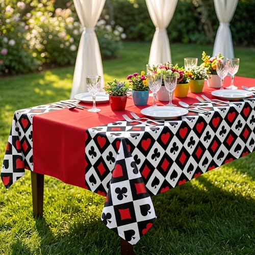 Casino Theme Tablecloths - 4 Pack 51x86 Inch Poker Party Table Covers