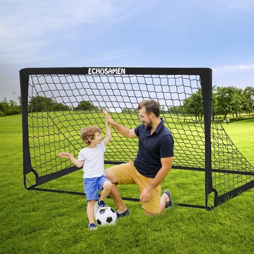 Kids Soccer Goals Set - 2 of 6' x 4' with Cones & Agility Ladder - Black