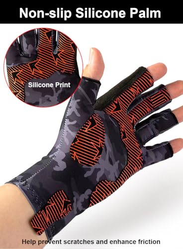 Anti-Slip Silicone Fishing Gloves - UV Protection - Large Grey