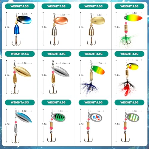 Fishing Spinner Lures Set for Freshwater & Saltwater Fishing