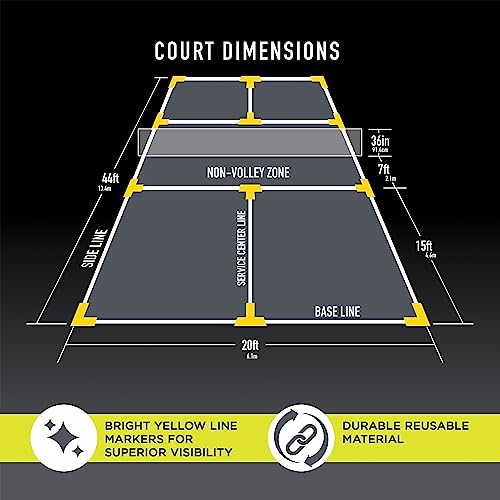 Pickleball Court Marker Kit - Official Size Lines with Tape Measure - Small