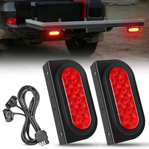 Nilight Hitch Cargo Carrier Oval Tail Light Kit 2PCS Red with Mounting Brackets - Trailer Lights w/Wire & Brackets