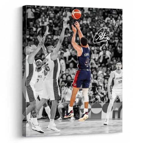 Basketball Canvas Wall Art - Stephen Curry 3-Point Shot 8x10